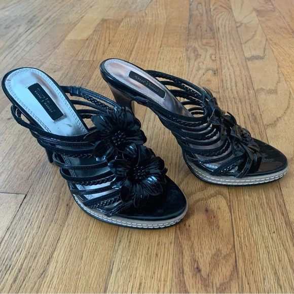 White House Black Market Black Size 8M Patent Leather Slide in Strappy Sandal - Picture 4 of 5